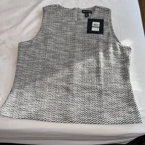 H by Halston Black and White Boxy Tank Top